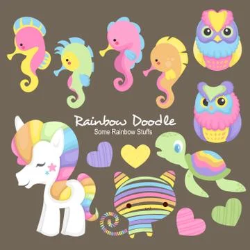 Rainbow Doodle Collection Stock Illustration