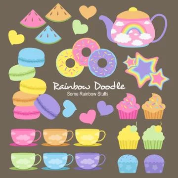 Rainbow Doodle Collection Stock Illustration