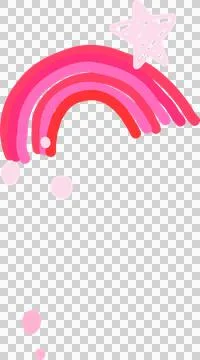 Rainbow doodle is hovering on transparent background with four arcs, sketchy Stock Illustration
