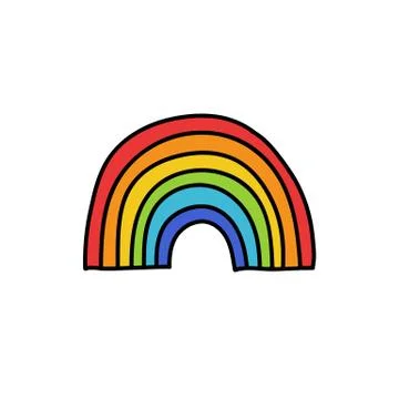 Rainbow doodle icon, vector hand draw illustration Stock Illustration