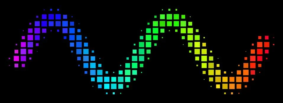 Rainbow Dot Sinusoid Wave Icon Stock Illustration