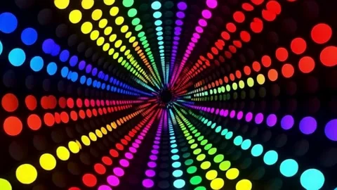 Rainbow Dot Tunnel – Hypnotic LED Light Animation – 4K UHD Stock Footage 317664234