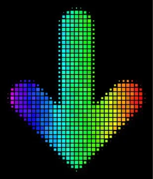 Rainbow Dotted Arrow Down Icon Stockillustratie