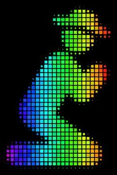 Rainbow Dotted Gentleman Pray Icon Stock Illustration