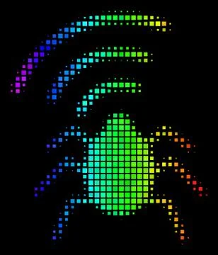 Rainbow Dotted Radio Bug Icon Stock Illustration