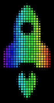 Rainbow Dotted Space Rocket Icon Illustrazione stock