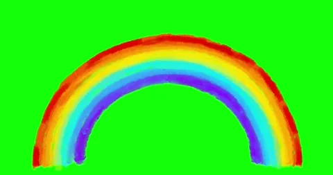 Rainbow drawing animated element on green background Stock Footage 279530785