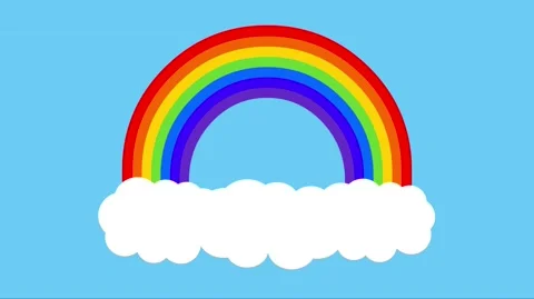 Rainbow Drawing on with Cloud - flat colour - w-matte Stock Footage 130654865
