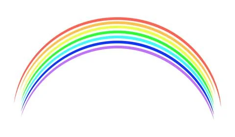Rainbow drawn with multi-colored crayons or pencils. Multi-colored arc. Drawing Stock Illustration