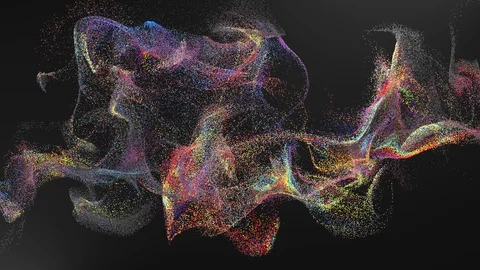 Rainbow dust, Colorful particles flow in space on a black background Stock Footage 127622790