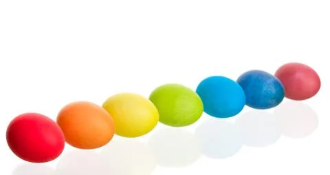Rainbow easter eggs Stock Photos