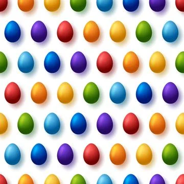 Rainbow easter eggs seamless pattern. Happy easter symbols collection vector  Stock Illustration