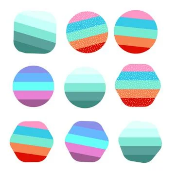 Rainbow elements circle square on light background. Vector graphic illustration Stock Illustration