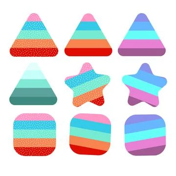 Rainbow elements circle square star on light background. Vector graphic Stock Illustration