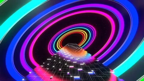 Rainbow Ellipse Strobe Spase Road Background VJ Loop in 4K Stock Footage 266685281