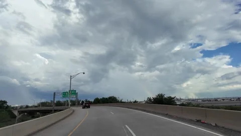 Rainbow Emerges After Rainstorm on US-22 in Newark, NJ Stock Footage 282329749
