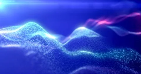Rainbow energy glowing magic waves from particles of lines with light rays. A Foto stock