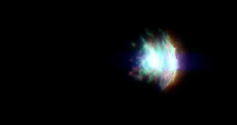 Rainbow Energy Source Spot Burst Against Black Background VFX Overlay Stockbeeldmateriaal 330470187