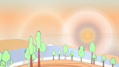 Rainbow ethereal light meadow and tree band scenic stock video background with e Vídeo Stock 338384454