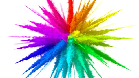 Rainbow Explosion on a White Background Video stock 135454701