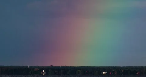 Rainbow Extreme Close-Up 1200mm over Water with Heat Shimmer and Birds Stock Footage 317575662