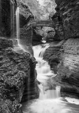 Rainbow Falls Black and White Stock Photos