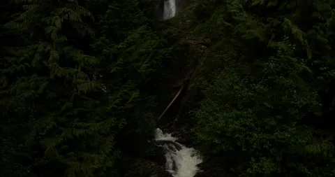 Rainbow Falls raging year round and is a must-see in Harrison Hot Springs Stock Footage 201498938
