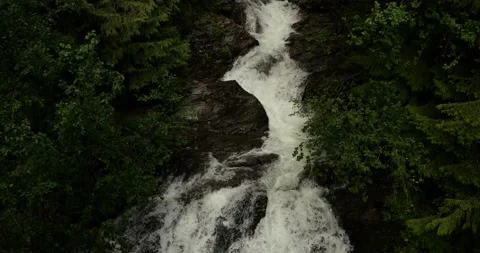 Rainbow Falls raging year round and is a must-see in Harrison Hot Springs Stock Footage 201498942