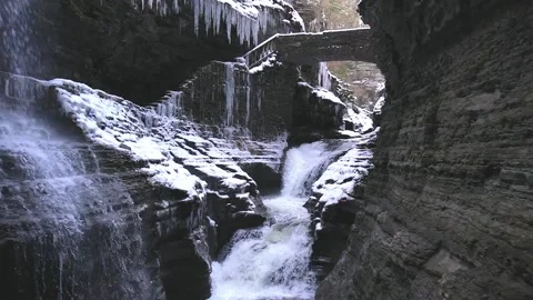 Rainbow falls at watkins glen state park in new york Stock Footage 231798480