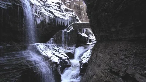 Rainbow falls at watkins glen state park in new york Stock Footage 231798528