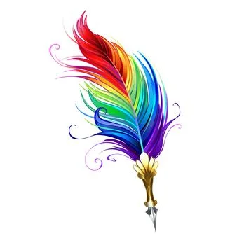 Rainbow feather pen Stock Illustration