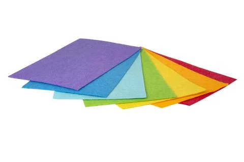 Rainbow felt decorative sheets isolated on the white background Stock Photos