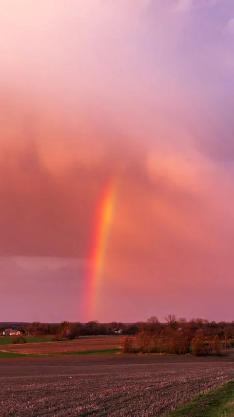 Rainbow in the field Stock Footage 293156529