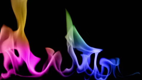 Rainbow Fire flame loop animation Stock Footage 145933204