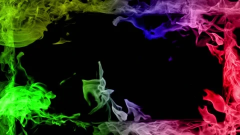Rainbow Fire flame loop animation Stock Footage 145933306