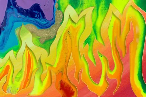 Rainbow fire imitation abstract background. Liquid paint pattern. Stock Illustration