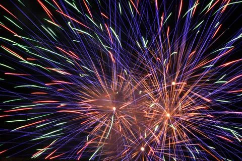 Rainbow fireworks Stock Photos