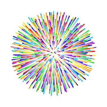 Rainbow fireworks on white background Stock-Illustration