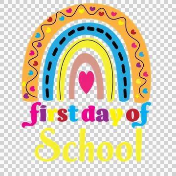 Rainbow First Day Of School Silhouette announcing minimalist Stock Illustration