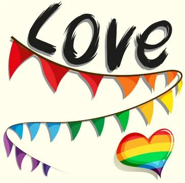 Rainbow flag and heart Stock Illustration
