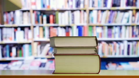 Rainbow flag books at library. Vidéo 302890268