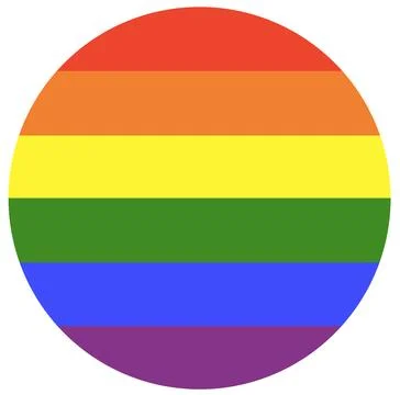 Rainbow flag in circle shape. Gay pride logo. Logo of progress symbol. LGBT Illustrazione stock