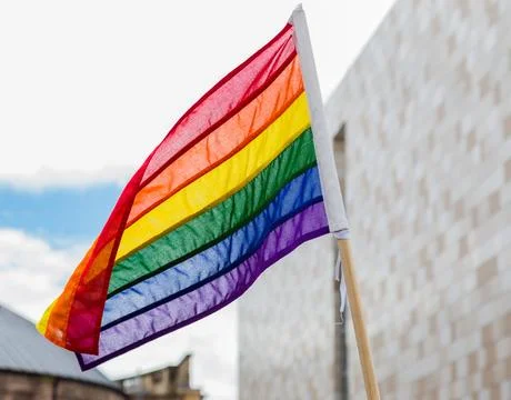 Rainbow flag closeup Stock Photos