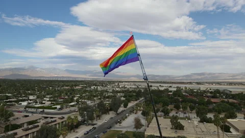 Rainbow Flag Drone Shots Stockbeeldmateriaal 147273645