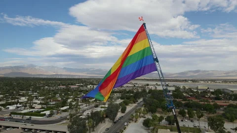 Rainbow Flag Drone Shots Stockbeeldmateriaal 147273923