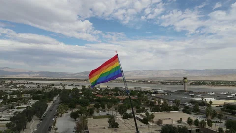 Rainbow Flag Drone Shots Stockbeeldmateriaal 147279387