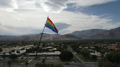 Rainbow Flag Drone Shots Stockbeeldmateriaal 147281944