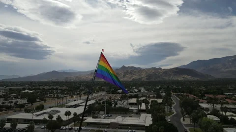 Rainbow Flag Drone Shots Stockbeeldmateriaal 147282036