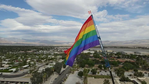 Rainbow Flag Drone Shots Stockbeeldmateriaal 147282157