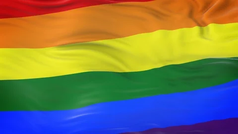 Rainbow flag flag waving in the wind with highly detailed fabric texture 動画素材 124713082